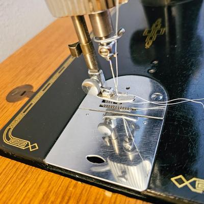 Vintage Singer Sewing Machine with Cabinet and Stool