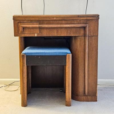 Vintage Singer Sewing Machine with Cabinet and Stool