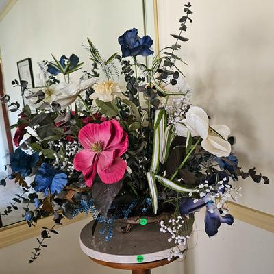 Floral Arrangement in Brass Basket