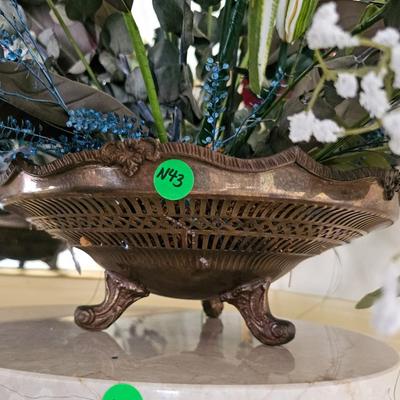 Floral Arrangement in Brass Basket