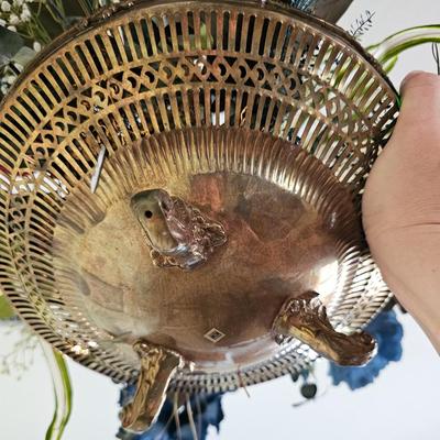 Floral Arrangement in Brass Basket