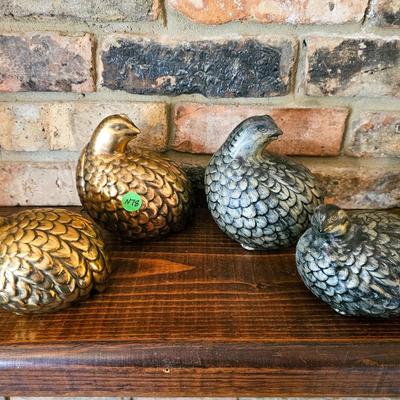 Four Quail Figurines