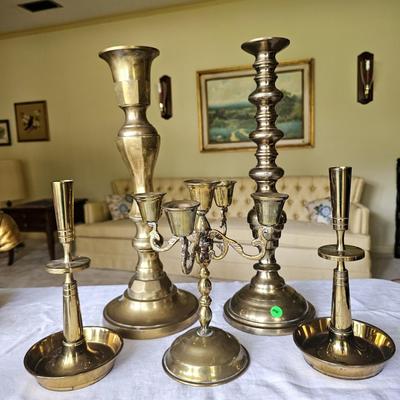 Group of Brass Candlesticks
