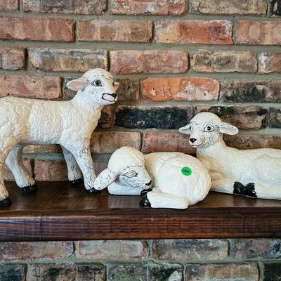 Three Ceramic Lambs
