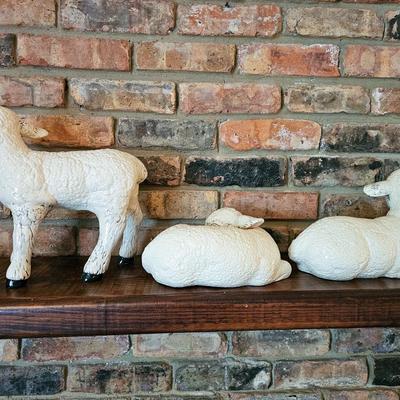 Three Ceramic Lambs