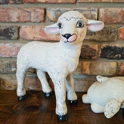 Three Ceramic Lambs