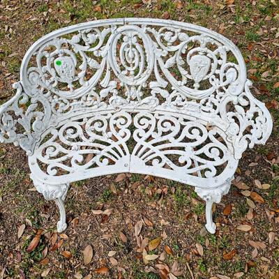 White Metal Garden Bench