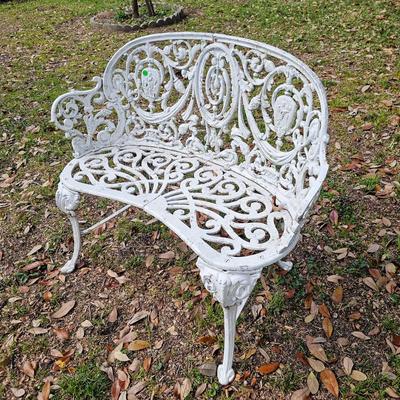 White Metal Garden Bench