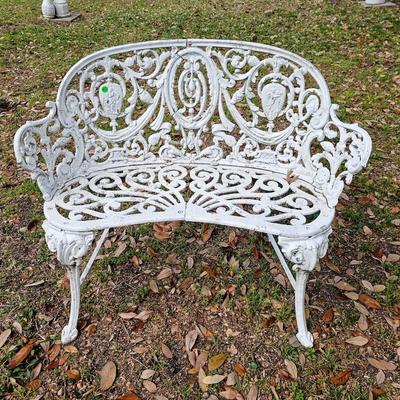 White Metal Garden Bench