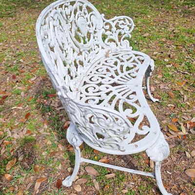 White Metal Garden Bench