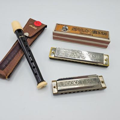 Vintage Recorder and Harmonicas