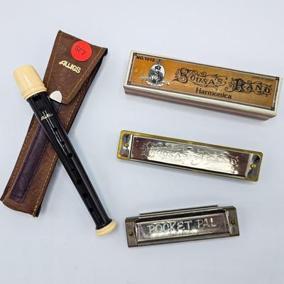 Vintage Recorder and Harmonicas