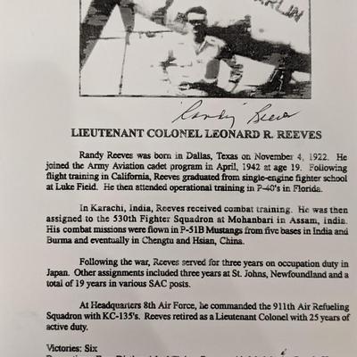 Lt. Col. Leonard R. Reeves Signed Bio Page