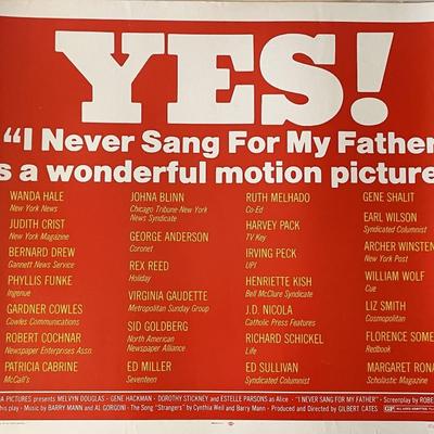 I Never Sang for My Father 1970 vintage movie poster