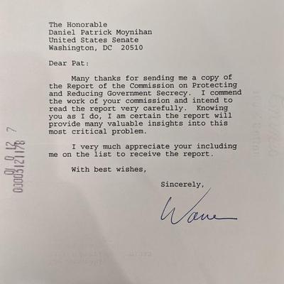 Warren B. Rudman Signed Letter