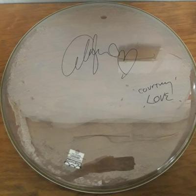 Courtney Love signed drumhead