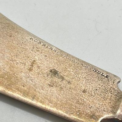 LOT 406J: Antique 1800â€™s Robbins, Clark & Biddle Sterling Silver Fish Knife 38.24 grams