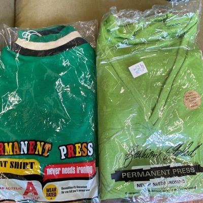 VINTAGE CLOTHING! Set of Two Green Shirts NEW IN BAG: Lot Seventeen