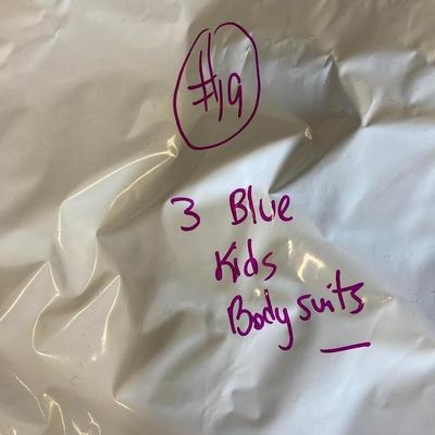 VINTAGE CLOTHING! Set of Three Blue Kid's Bodysuits NEW IN BAG: Lot Eighteen