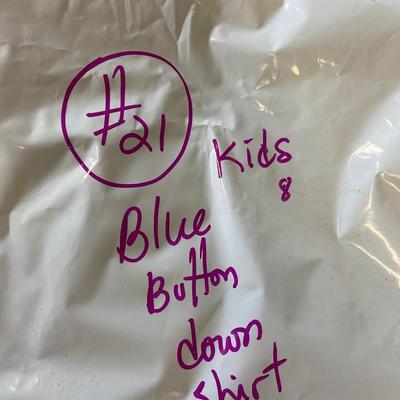 VINTAGE CLOTHING! Blue Kid's Button-Down Shirt: Lot Twenty One