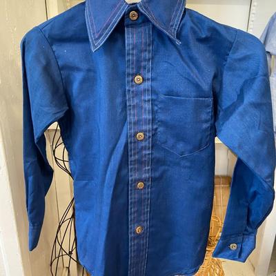 VINTAGE CLOTHING! Blue Kid's Button-Down Shirt: Lot Twenty One