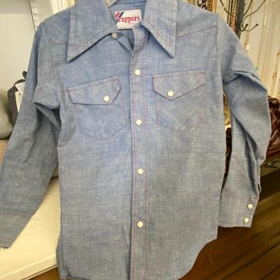 VINTAGE CLOTHING! Blue Kid's Button-Down Shirt: Lot Twenty Two