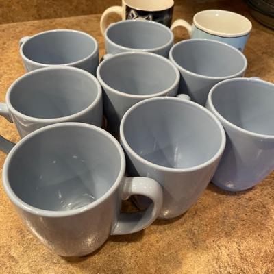 8 Blue Corelle coffee mugs