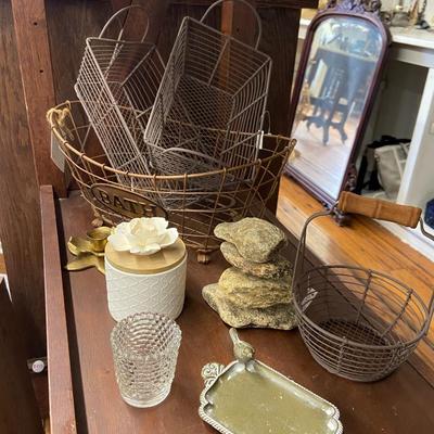 Farmhouse Mercantile Display Baskets and Trinkets Lot