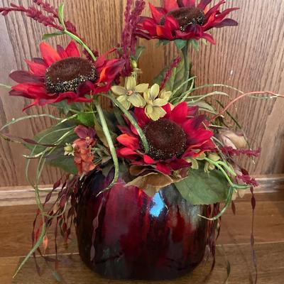 Red floral decor for table