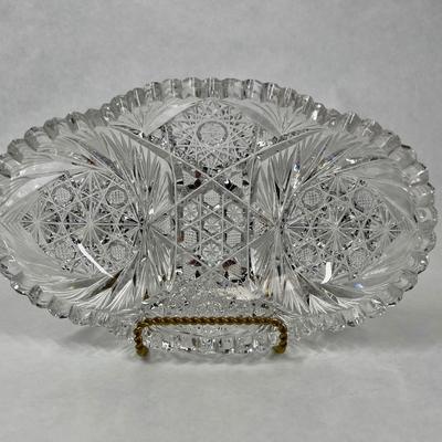 American Brilliant Cut Glass Oval Dish Nuts Candy Olives
