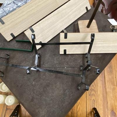 Farmhouse Mercantile Display Shelves and Battery Operated Candles Lot