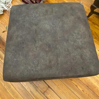 Large Charcoal Suede Ottoman