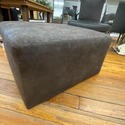 Large Charcoal Suede Ottoman