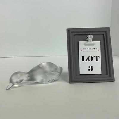 -3- BACCARAT | France Frosted Crystal Duck Figure | Marked