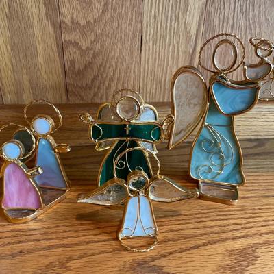 4 angel stained glass decor