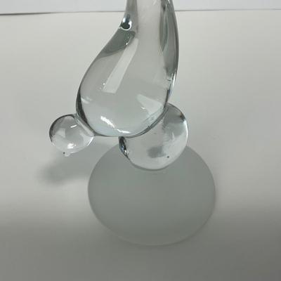 -5- VIKING | Mid Century Clear Glass Long Tail Bird | With Frosted Glass Base