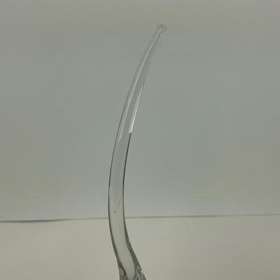 -5- VIKING | Mid Century Clear Glass Long Tail Bird | With Frosted Glass Base