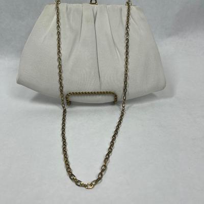 Vintage HL White Material Evening Bag Clutch Shoulder Handbag