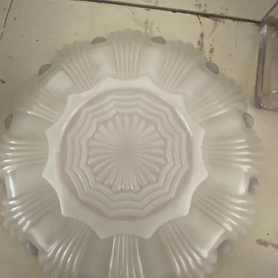 Farmhouse Mercantile Egg Dish and Cake Plate Lot
