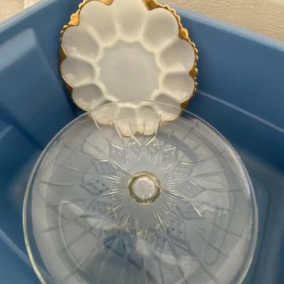 Farmhouse Mercantile Egg Dish and Cake Plate Lot