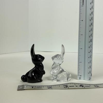 -14- VIKING | Small Clear Glass & Black Rabbit Figures