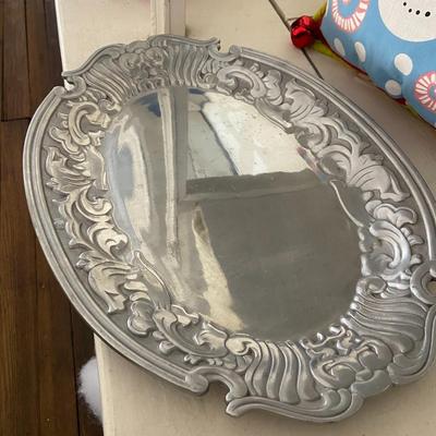 Pillow and Metal Tray Lot One