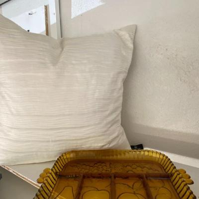 Pillow and Glass Veggie Tray Lot Two