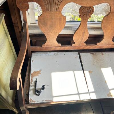 Vintage Hand Carved Indoor Bench - Estate Fresh