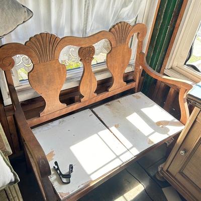 Vintage Hand Carved Indoor Bench - Estate Fresh