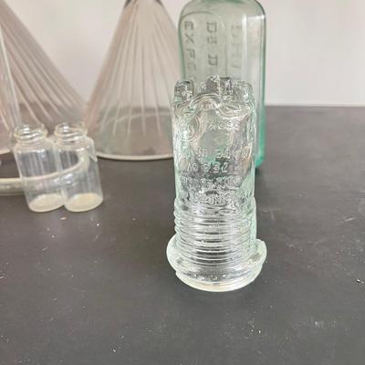 LOT 505K: Antique Whitall Tatum Company (WT CO) Glass Funnels & More