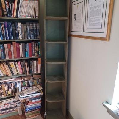 2 wooden corner book shelf