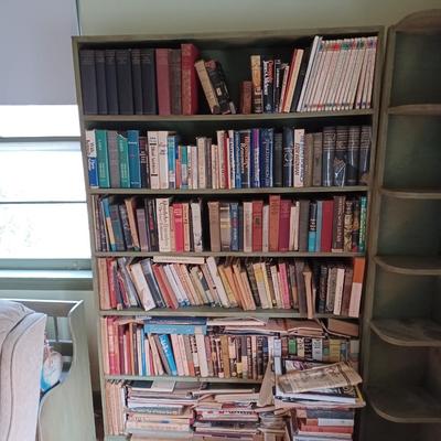 2 wooden 6 shelf book case