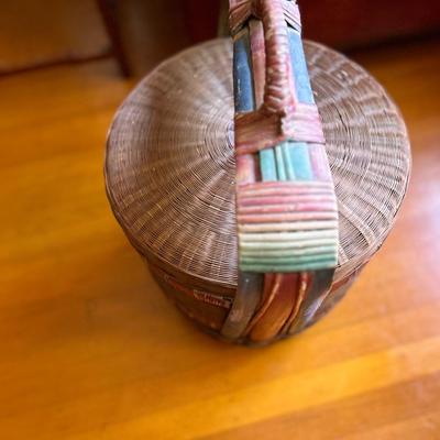 Chinese Split Bamboo and Rattan Wedding Basket