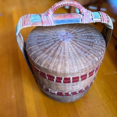Chinese Split Bamboo and Rattan Wedding Basket